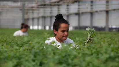 Mujer trabajando en finca