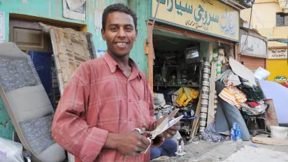 Portrait of a worker on the street in Cairo, Egypt.